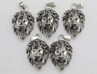 Majestic Lion Head Pendant Antique Silver Brass 1 inch long