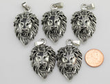 Majestic Lion Head Pendant Antique Silver Brass 1 inch long