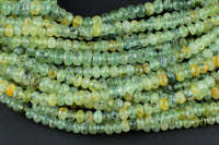 Natural Prehnite, High Quality in Faceted Roundel, 6mm, 8mm, 10mm- Full 15.5 Inch strand Gemstone Beads