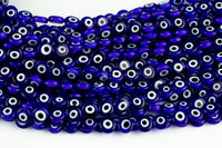 Evil Eye Coin Coin Beads- 8mm- Full Strand- around 47 Pieces