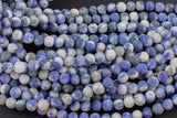 Natural White Blue Sodalite, High Quality in Matte Round, 4mm, 6mm, 8mm, 10mm, 12mm, 14mm-Full Strand 16 inch Strand AAA Quality