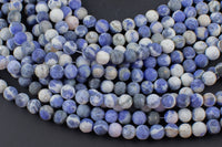 Natural White Blue Sodalite, High Quality in Matte Round, 4mm, 6mm, 8mm, 10mm, 12mm, 14mm-Full Strand 16 inch Strand AAA Quality