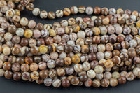 Natural Brown Zebra Jasper Beads Grade AAA Round-4mm, 6mm, 8mm, 10mm, 12mm- Full 15.5 Inch Strand Smooth Gemstone Beads