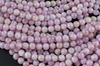 Natural Kunzite High Quality in Round, 6mm, 8mm, 10mm Smooth Gemstone Beads