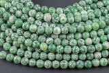 Natural Green Spot Dalmatian Jasper- Round sizes. 4mm, 6mm, 8mm, 10mm, 12mm, 14mm- Full 15.5 Inch Strand- Smooth Gemstone Beads