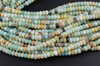 Natural AMAZONITE roundel sizes 6mm, 8mm, 10mm, 14mm- Full 15.5 Inch Strand Smooth Gemstone Beads