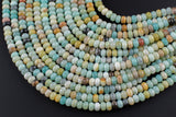 Natural AMAZONITE roundel sizes 6mm, 8mm, 10mm, 14mm- Full 15.5 Inch Strand Smooth Gemstone Beads