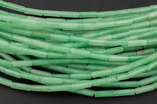 Natural Green Aventurine Jasper beads tube tubular beads 15.5" 4x13mm