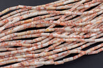 Pink Marble Jasper beads tube tubular beads 15.5" 4x13mm