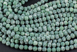 Natural Green Spot Dalmatian Jasper- Matte Round sizes. 4mm, 6mm, 8mm, 10mm, 12mm, 14mm- Full 15.5 Inch Strand- Smooth Gemstone Beads