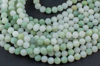 Natural Soft Green Burmese Jade Burma Jade 4mm 6mm 8mm 10mm 12mm Soft Green Pale Matte Round Beads 15.5" Strand Gemstone Beads