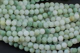 Natural Soft Green Burmese Jade Burma Jade 4mm 6mm 8mm 10mm 12mm Soft Green Pale Matte Round Beads 15.5" Strand Gemstone Beads