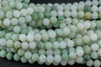 Natural Soft Green Burmese Jade Burma Jade 4mm 6mm 8mm 10mm 12mm Soft Green Pale Matte Round Beads 15.5" Strand Gemstone Beads