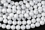 Natural Smooth White Howlite Beads Jasper Round 4mm, 6mm, 8mm, 10mm, 12mm, 14mm-Full Strand 15.5 inch Strand- AAA Quality Gemstone Beads
