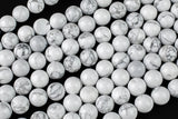Natural Smooth White Howlite Beads Jasper Round 4mm, 6mm, 8mm, 10mm, 12mm, 14mm-Full Strand 15.5 inch Strand- AAA Quality Gemstone Beads
