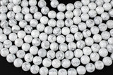 Natural Smooth White Howlite Beads Jasper Round 4mm, 6mm, 8mm, 10mm, 12mm, 14mm-Full Strand 15.5 inch Strand- AAA Quality Gemstone Beads
