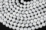 Natural Smooth White Howlite Beads Jasper Round 4mm, 6mm, 8mm, 10mm, 12mm, 14mm-Full Strand 15.5 inch Strand- AAA Quality Gemstone Beads