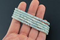 Natural Aquamarine- 2x4mm Heishi Stretchy Bracelet- 7 inches