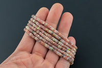 Natural Flower Rhodonite- 2x4mm Heishi Stretchy Bracelet- 7 inches