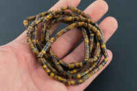 Natural Tiger Eye- 2x4mm Heishi Stretchy Bracelet- 7 inches