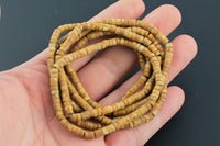 Natural Wood Jasper - 2x4mm Heishi Stretchy Bracelet- 7 inches