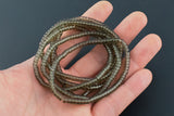 Natural Smokey Quartz - 2x4mm Heishi Stretchy Bracelet- 7 inches