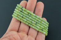 Natural Olive Green Jade- 2x4mm Heishi Stretchy Bracelet- 7 inches