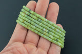 Natural Olive Green Jade- 2x4mm Heishi Stretchy Bracelet- 7 inches