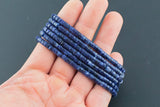 Navy Blue Sea Sediment Jasper- 2x4mm Heishi Stretchy Bracelet- 7 inches