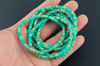 Teal Green Sea Sediment Jasper- 2x4mm Heishi Stretchy Bracelet- 7 inches