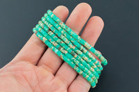 Teal Green Sea Sediment Jasper- 2x4mm Heishi Stretchy Bracelet- 7 inches