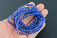 Navy Blue Quartz- 2x4mm Heishi Stretchy Bracelet- 7 inches