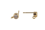 Gold Filled CZ Earring Stud with Open Ring- 14/20 Gold Filled- USA Product- 2 pcs per order