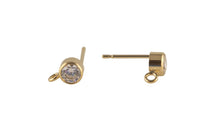 Birthstone Gold Filled CZ Earring Stud with Open Ring- 14/20 Gold Filled- USA Product- 2 pcs per order