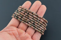 Natural Rhodonite- 2x4mm Heishi Stretchy Bracelet- 7 inches