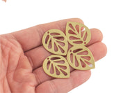 Brass earrings-Earring copper accessories-Earring pendant-Brass earring charms-Earring connector-Brass jewelry-Leaf shape earrings- 24x30mm