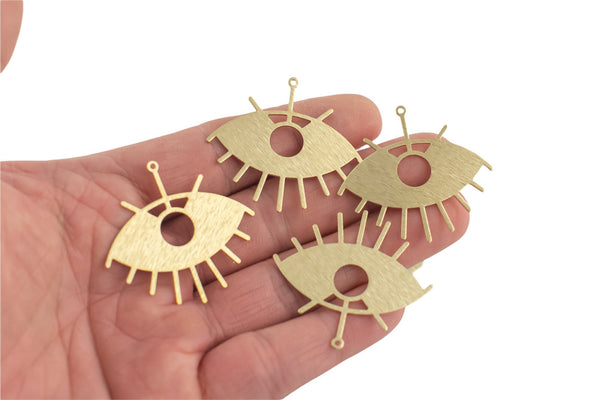 Eye Pendant Solid BRASS- Connector- 39x42mm