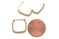 Circle Earring Round U Shaped Hoops- Solid Brass- 15mm- 3.4mm thick