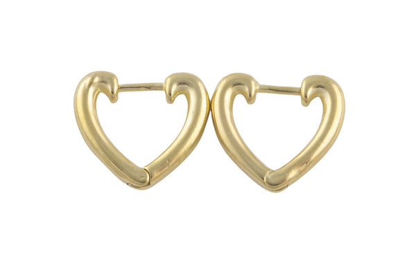 Circle Earring Heart Hoops- Solid Brass- 15mm- 2.5mm thick