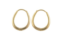 Circle Earring Round U Shaped Hoops- Solid Brass- 12x15mm- 2mm thick