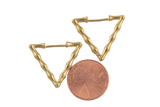 Circle Earring Triangle Hoops- Solid Brass- 24mm- 3mm thick