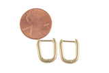 Circle Earring Round U Shaped Hoops- Solid Brass- 10x15mm- 2mm thick