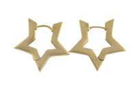 Circle Earring Star Hoops- Solid Brass- 17mm- 4mm thick