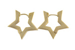 Circle Earring Star Hoops- Solid Brass- 17mm- 4mm thick