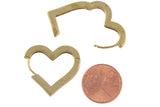 Circle Earring Heart Hoops- Solid Brass- 26mm- 4mm thick