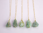 Green Aventurine Crystal Necklaces Handmade in USA Wire Wrapped Raw Natural Gemstone Crystal Necklace Handmade Jewelry Raw Green Aventurine