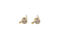 Birthstone Gold Filled CZ Earring Stud with Open Ring- 14/20 Gold Filled- USA Product- 2 pcs per order