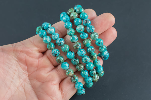 Bracelet Natural Smooth Burmese Turquoise Bracelets 8mm Stackable Round Natural Gemstone Crystal Bracelets - Handmade - 7.5" Bracelet