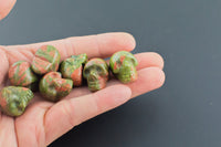 1 Pc Natural Unakite Skull Skulls ~1" - Self Standing - Not Drilled