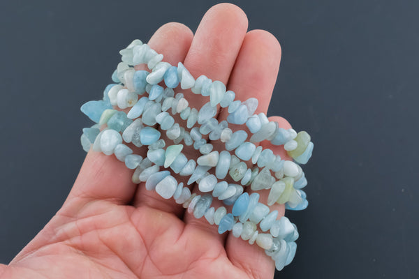 Natural Aquamarine Stretchy String Bracelet Natural Gemstone Crystal Bracelets Handmade Jewelry Bracelet Crystal Bracelet